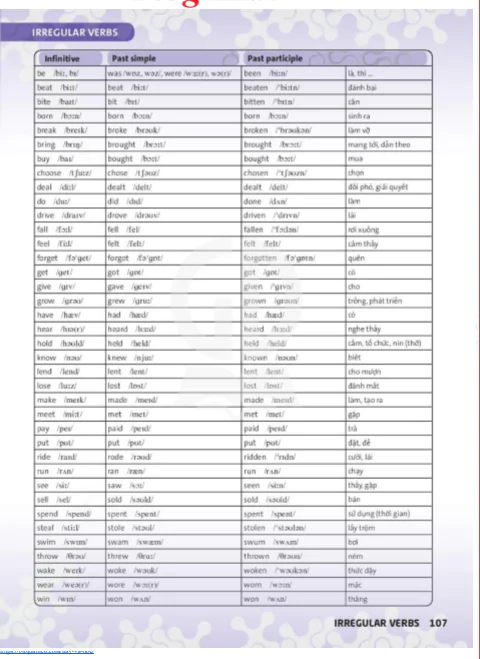 Irregular verbs