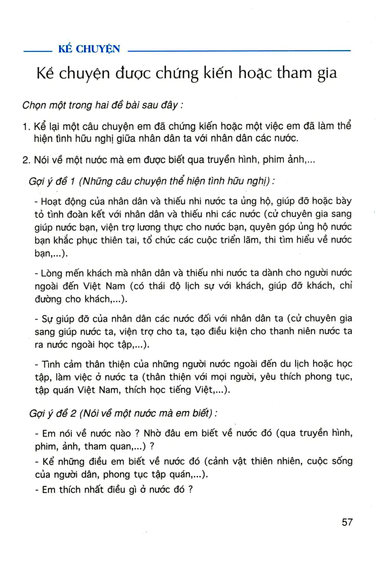 Kể chuyện: Kể chuyện được chứng kiến hoặc tham gia