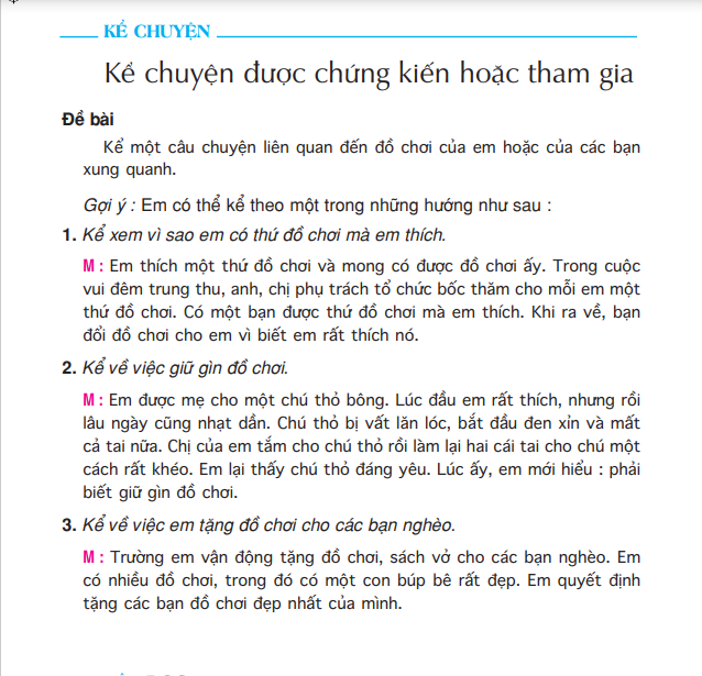 Kể chuyện: Kể chuyện được chứng kiến hoạc tham gia