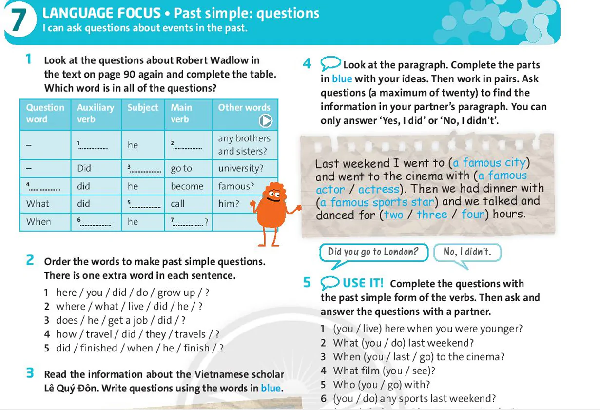 Language Focus: Past simple: questions