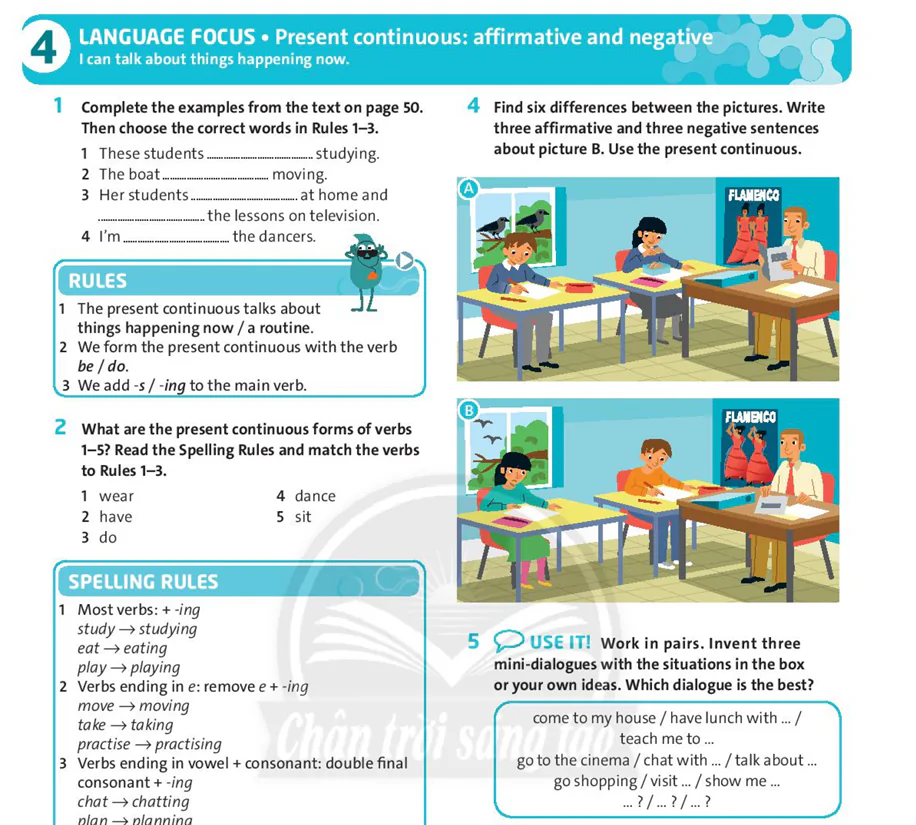 Language Focus: Present continuous: affirmative and negative