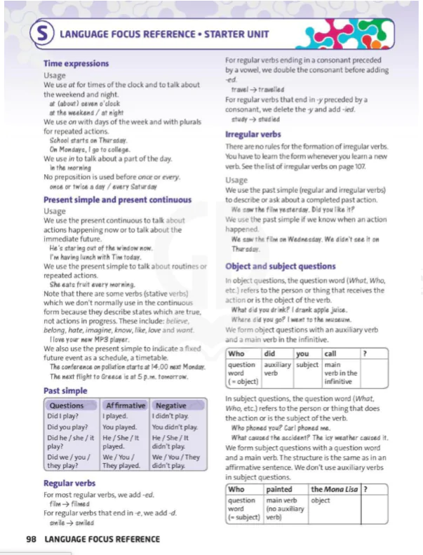 Language focus reference