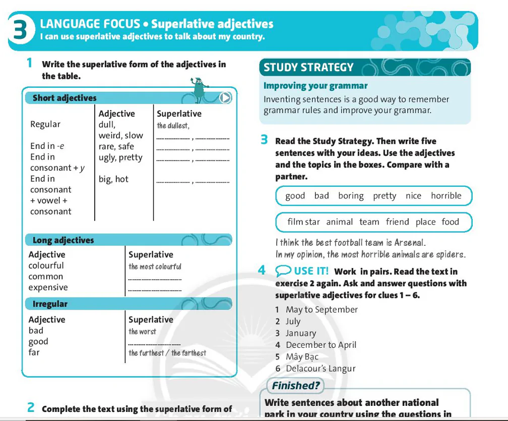 Language Focus: Superlative adjectives