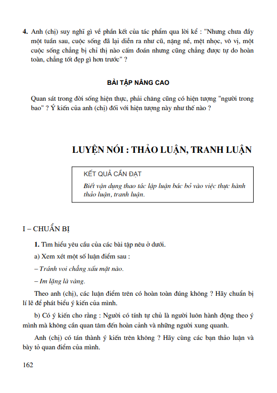 Luyện nói: Thảo luận, tranh luận