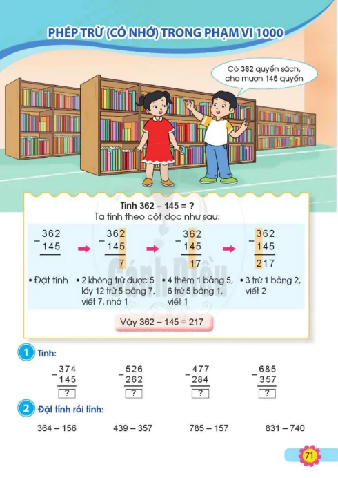 Phép trừ (có nhớ) trong phạm vi 1000