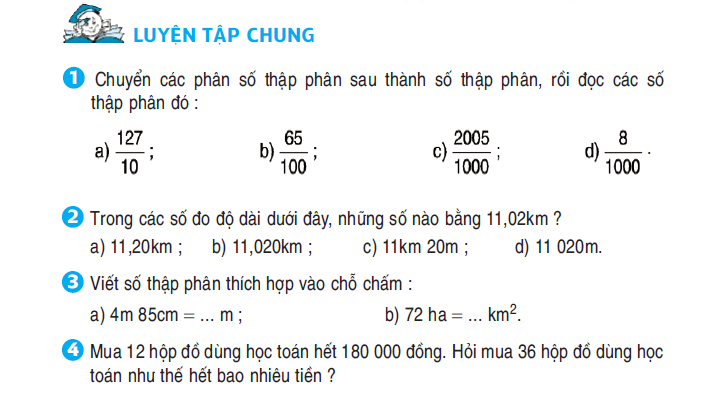 Luyện tập chung (tiếp theo)...