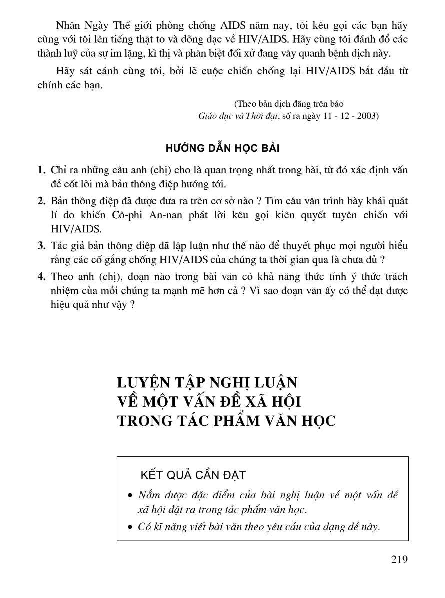 Luyện Tập Nghị Luận Về Một Vấn Đề Xã Hội Trong Tác Phẩm Văn Học