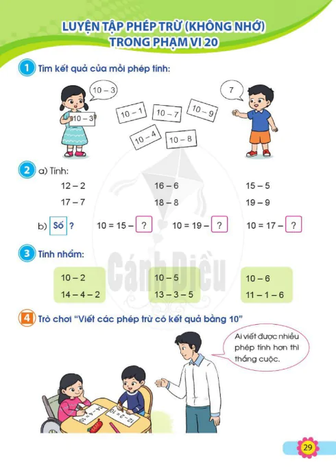 Luyện tập phép trừ (không nhớ) trong phạm vi 20