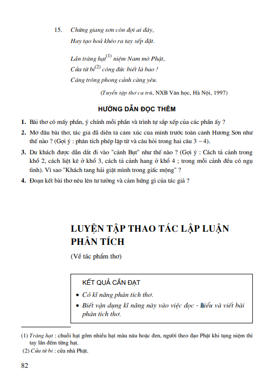 Luyện tập thao tác lập luận phân tích ( Về tác phẩm thơ)