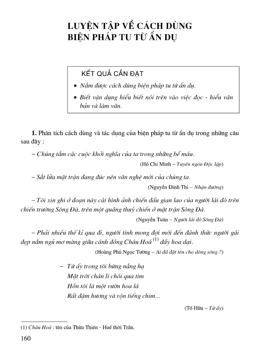 Luyện Tập Về Cách Dùng Biện Pháp Tu Từ Ẩn Dụ