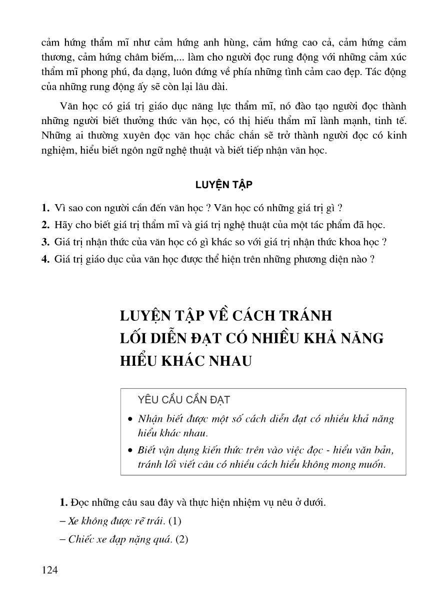 Luyện Tập Về Cách Tránh Lỗi Diễn Đạt Có Nhiều Khả Năng Hiểu Khác Nhau