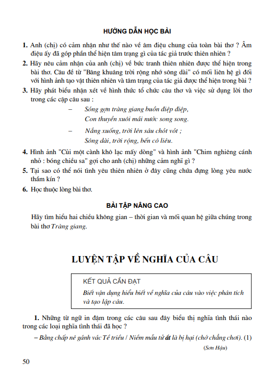 Luyện tập về nghĩa của câu 