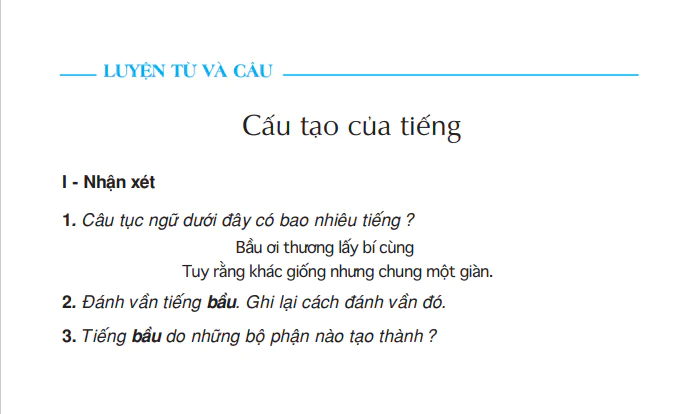 Luyện từ và câu: Cấu tạo của tiếng