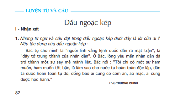 Luyện từ và câu : Dấu ngoặc kép