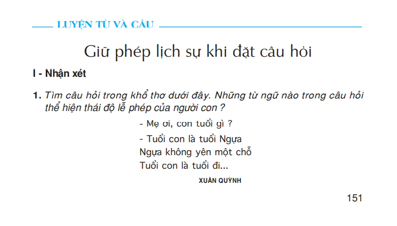 Luyện từ và câu: Giữ phép lịch sự khi đặt câu hỏi
