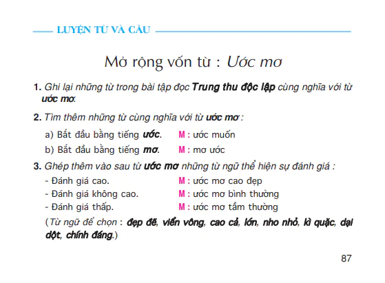 Luyện từ và câu: Mở rộng vốn từ : Ước mơ