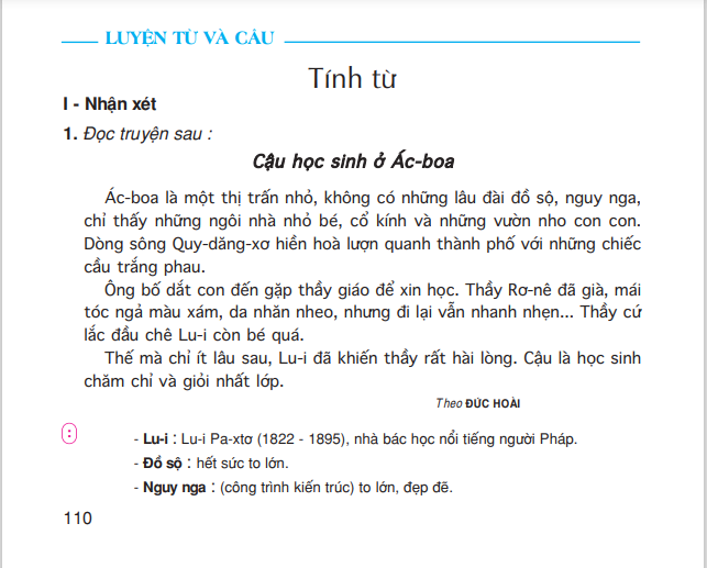 Luyện từ và câu: Tính từ