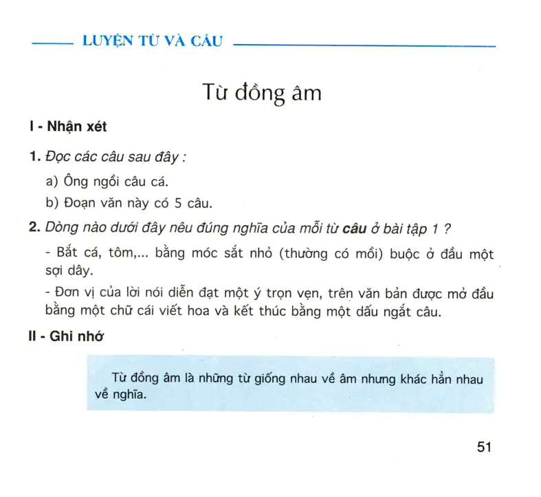 Luyện từ và câu: Từ đồng âm