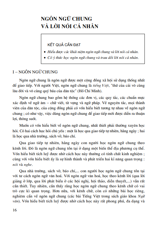 Ngôn ngữ chung và lời nói cá nhân