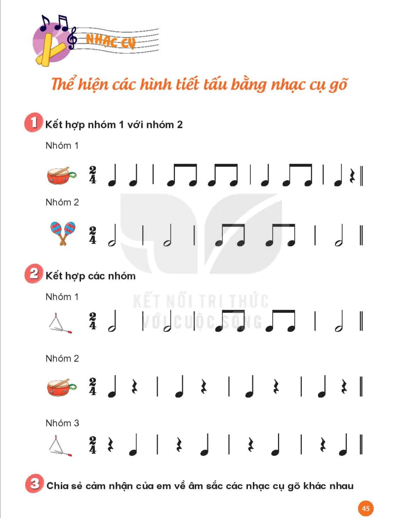 Nhạc Cụ: Thể Hiện Các Hình Tiết Tấu Bằng Nhạc Cụ Gõ