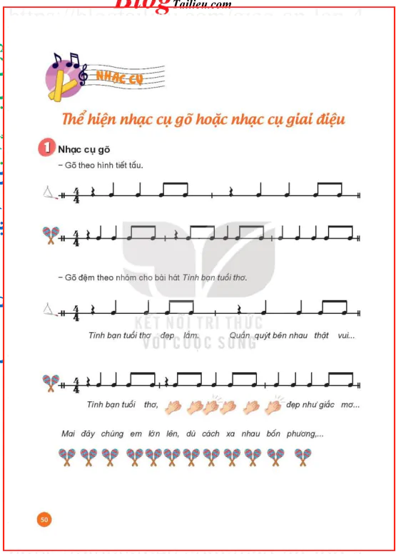 Nhạc cụ: Thể hiện nhạc cụ gõ hoặc nhạc cụ giai điệu