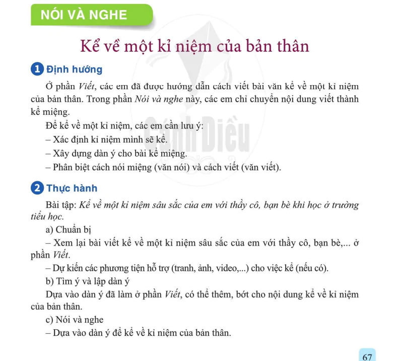 Nói và nghe: Kể về một kỉ niệm của bản thân