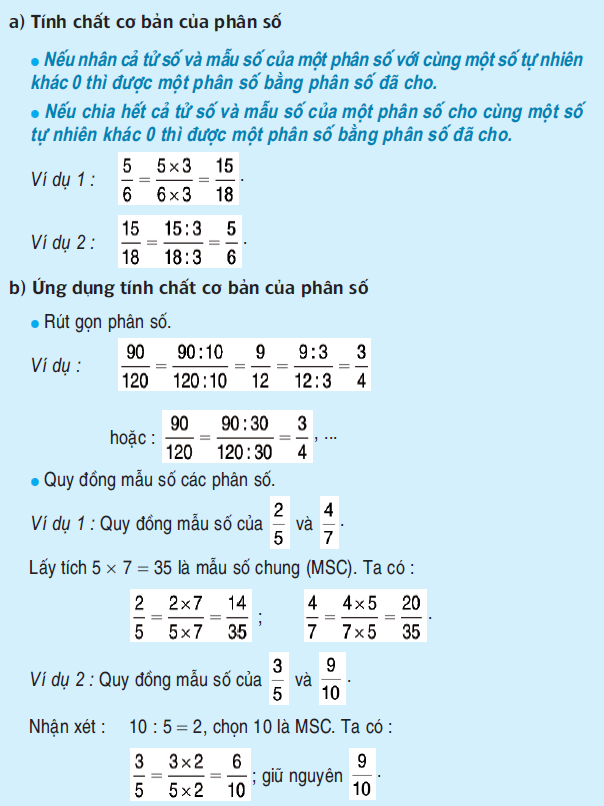 Ôn tập: Tính chất cơ bản của phân số