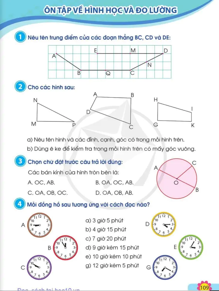 Ôn tập về hình học và đo lường