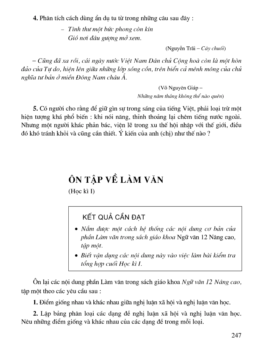 Ôn Tập Về Làm Văn (Học kì I)