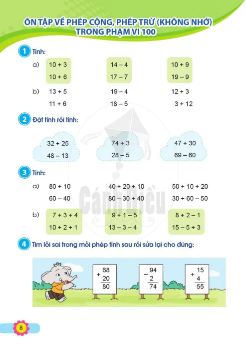 Ôn tập về phép cộng, phép trừ ( không nhớ) trong phạm vi 100