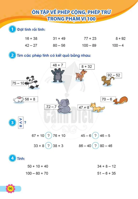 Ôn tập về phép cộng, phép trừ trong phạm vi 100