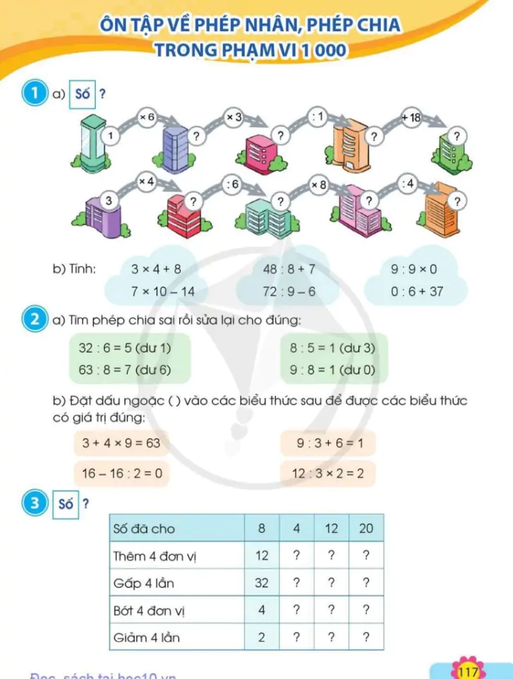 Ôn tập về phép nhân, phép chia trong phạm vi 1000