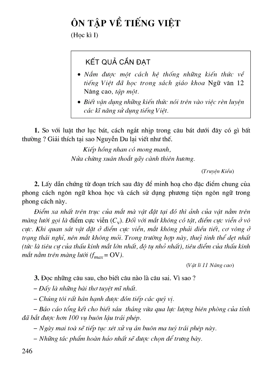 Ôn Tập Về Tiếng Việt (Học kì I)