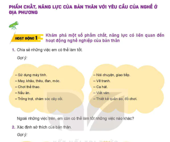 Phẩm chất, năng lượng của bản thân với yêu cầu của nghề ở địa phương