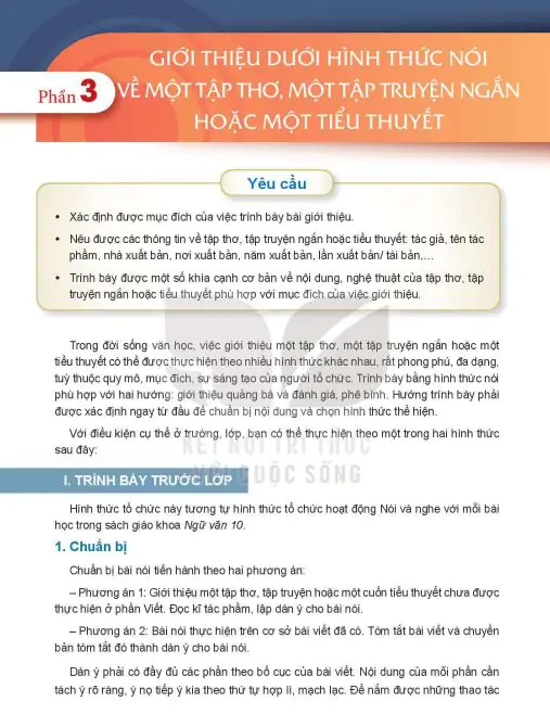 Phần 3: Giới Thiệu Dưới Hình Thức Nói Về Một Tập Thơ, Một Tập Truyện Ngắn Hoặc Một Tiểu Thuyết