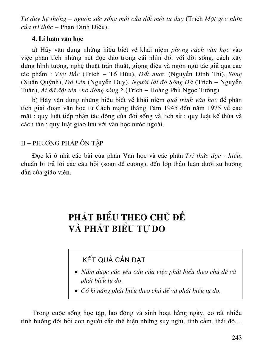 Phát Biểu Theo Chủ Đề Và Phát Biểu Tự Do