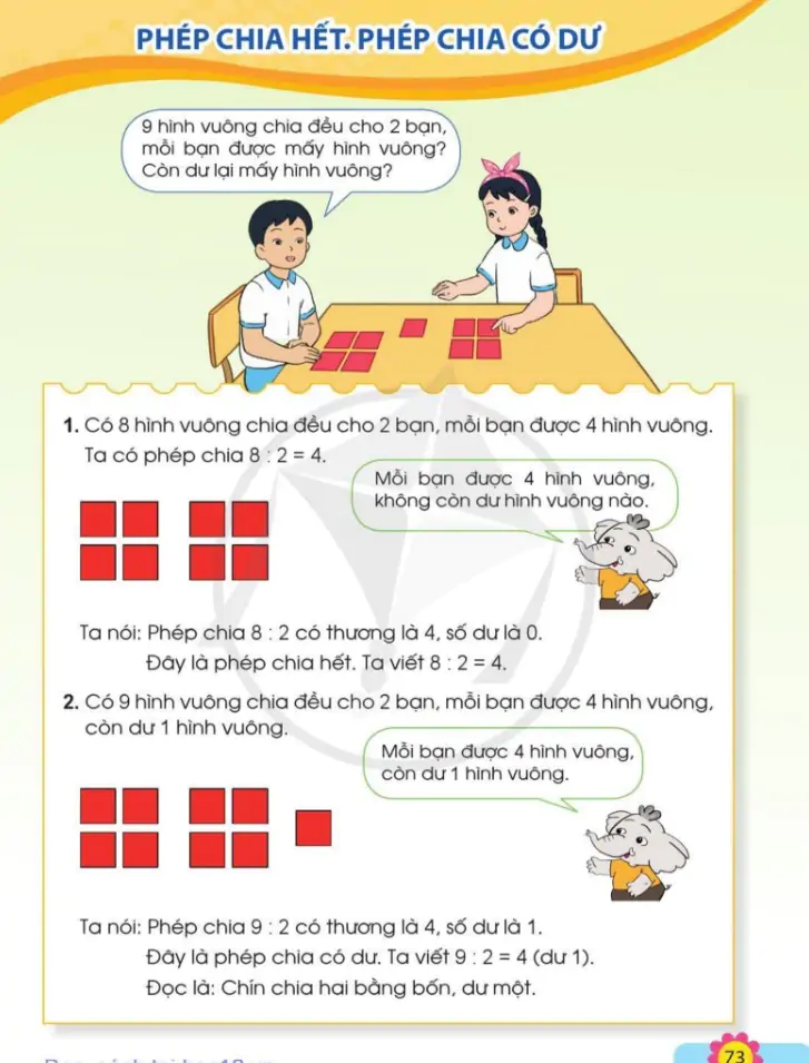 Phép chia hết. Phép chia có dư