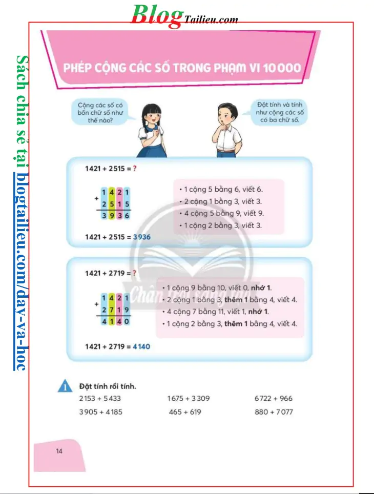 Phép cộng các số trong phạm vi 10 000