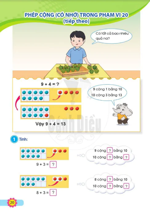 Phép cộng (có nhớ) trong phạm vi 20 (tiếp theo)
