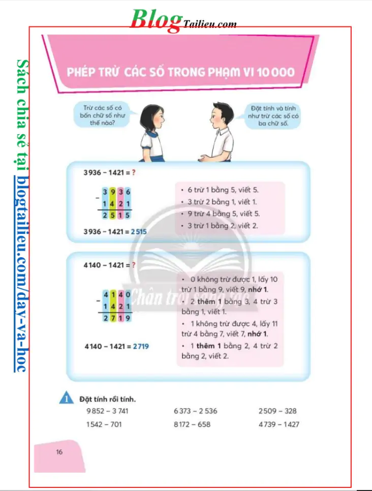Phép trừ các số trong phạm vi 10 000