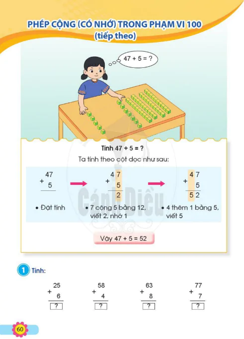 Phép trừ (có nhớ) trong phạm vi 100 (tiếp theo)