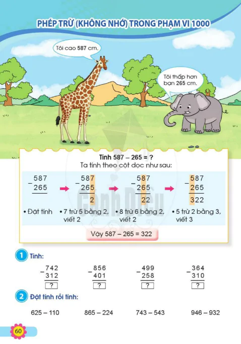 Phép trừ (không nhớ) trong phạm vi 1000