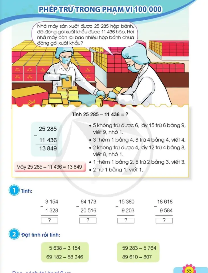 Phép trừ trong phạm vi 100 000