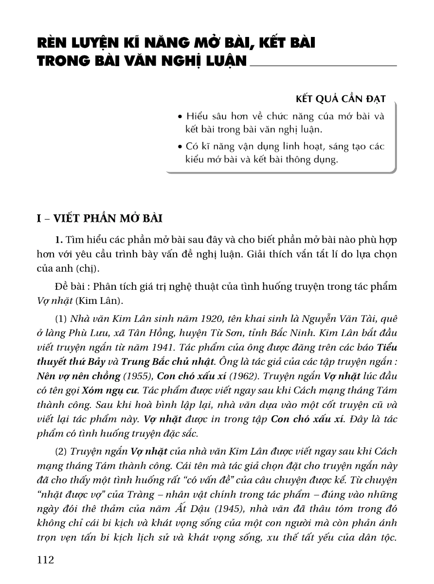 Rèn Luyện Kĩ Năng Mở Bài, Kết Bài Trong Bài Văn Nghị Luận