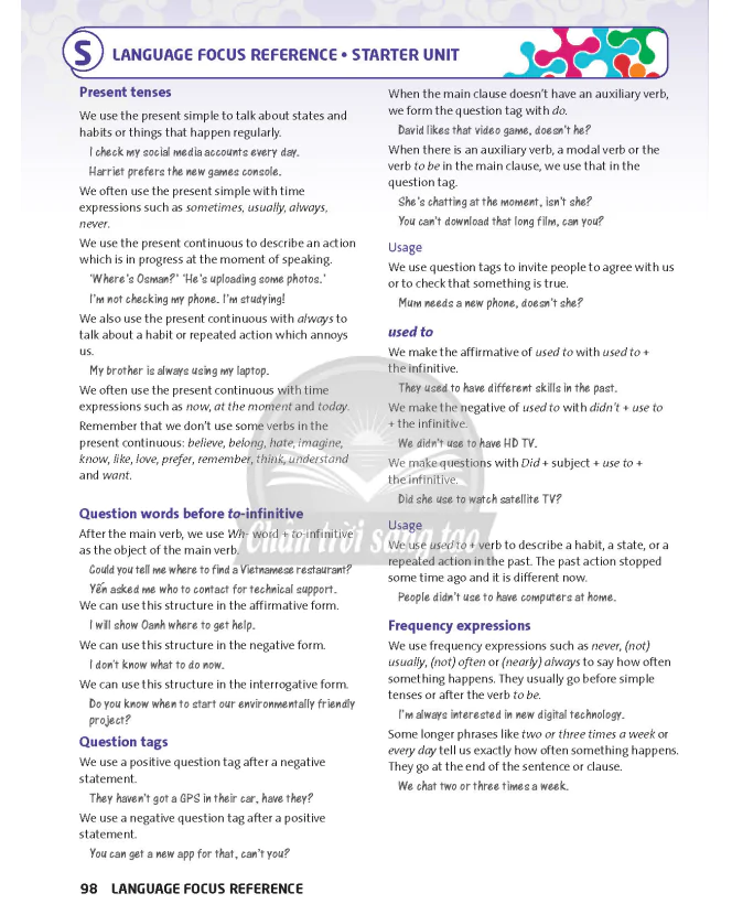 S: LANGUAGE FOCUS REFERENCE - STARTER UNIT