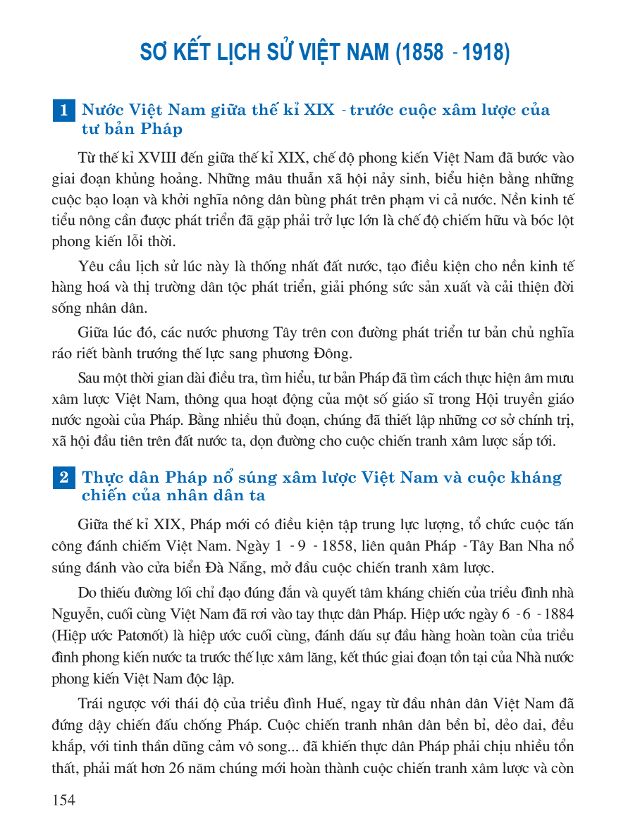 Sơ Kết Lịch Sử Việt Nam (1858 - 1918)