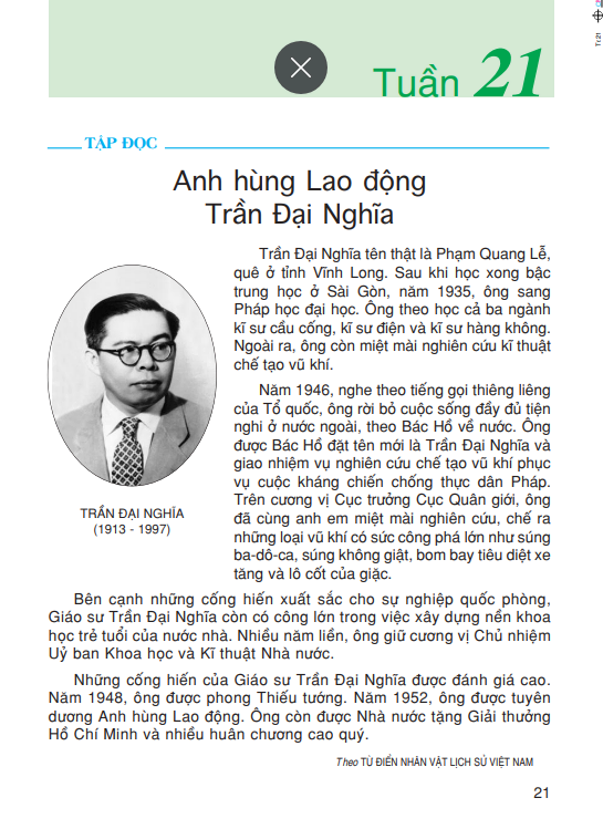 Tập đọc : Anh hùng Lao Động Trần Đại Nghĩa