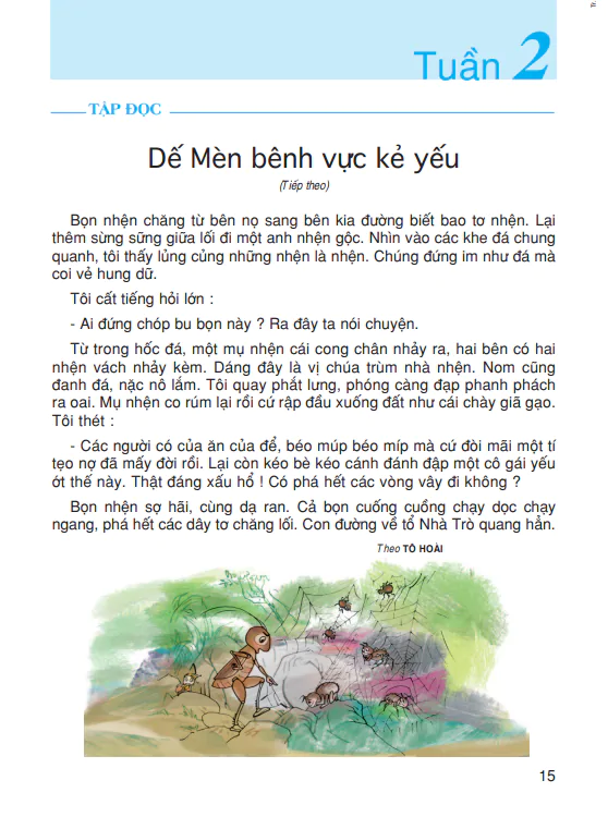 Tập Đọc: Dế Mèn bênh vực kẻ yếu (tiếp theo - Tuần 2)