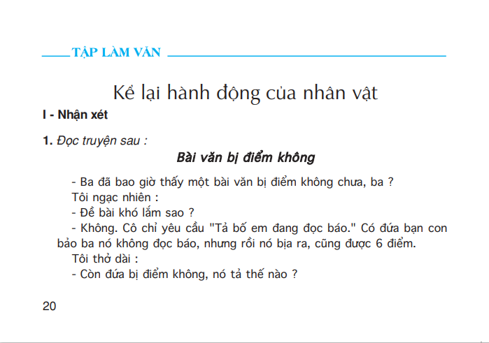 Tập làm văn: Kể lại hành động của nhân vật