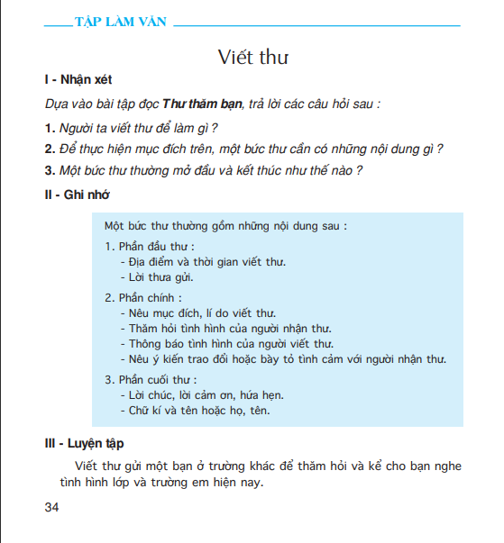Tập làm văn: Viết thư